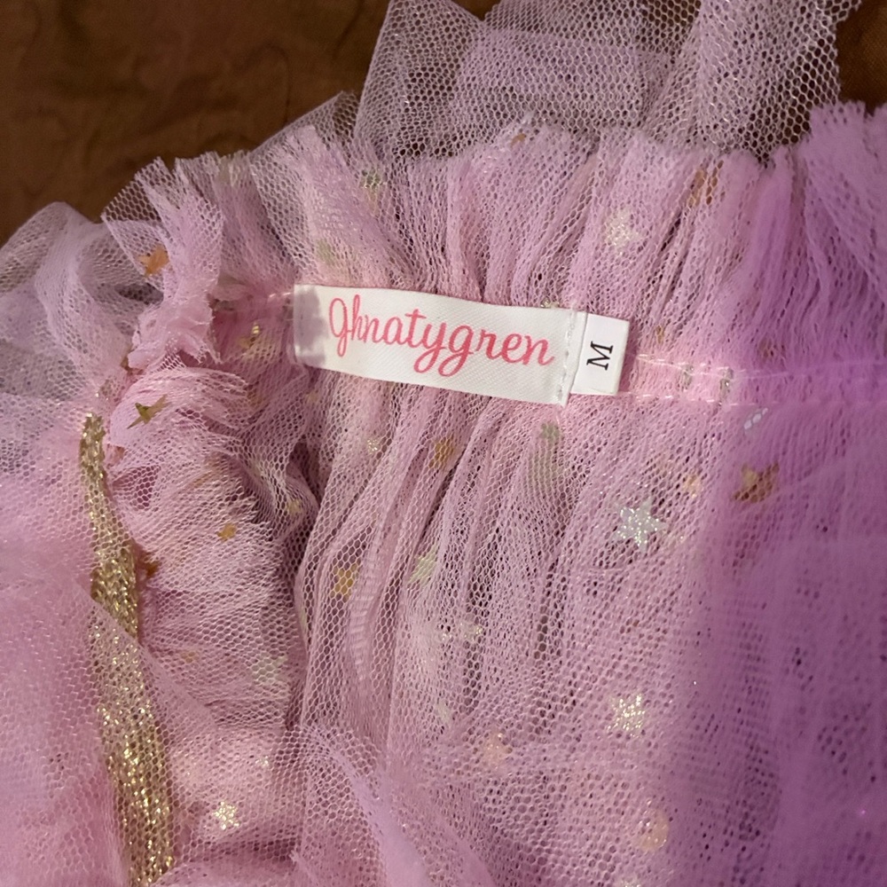 Pink Tulle Dress with Gold Stars